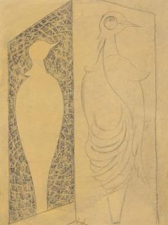 Max Ernst - Etude Pour Colombe Noire Et Colombe Pâle