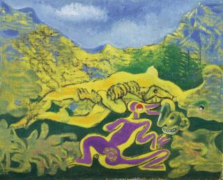 Max Ernst - Nu Allongé Et Personnages