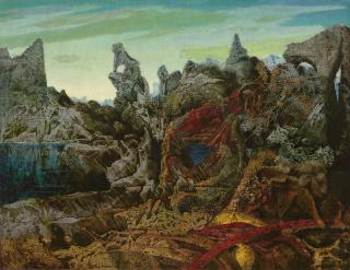 Max Ernst - Paysage avec lac et chimères