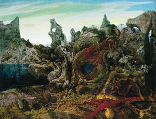 Max Ernst - Paysage avec lac et chimères