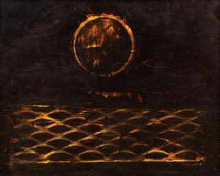 Max Ernst - Une école de harengs défile sous une lune brune