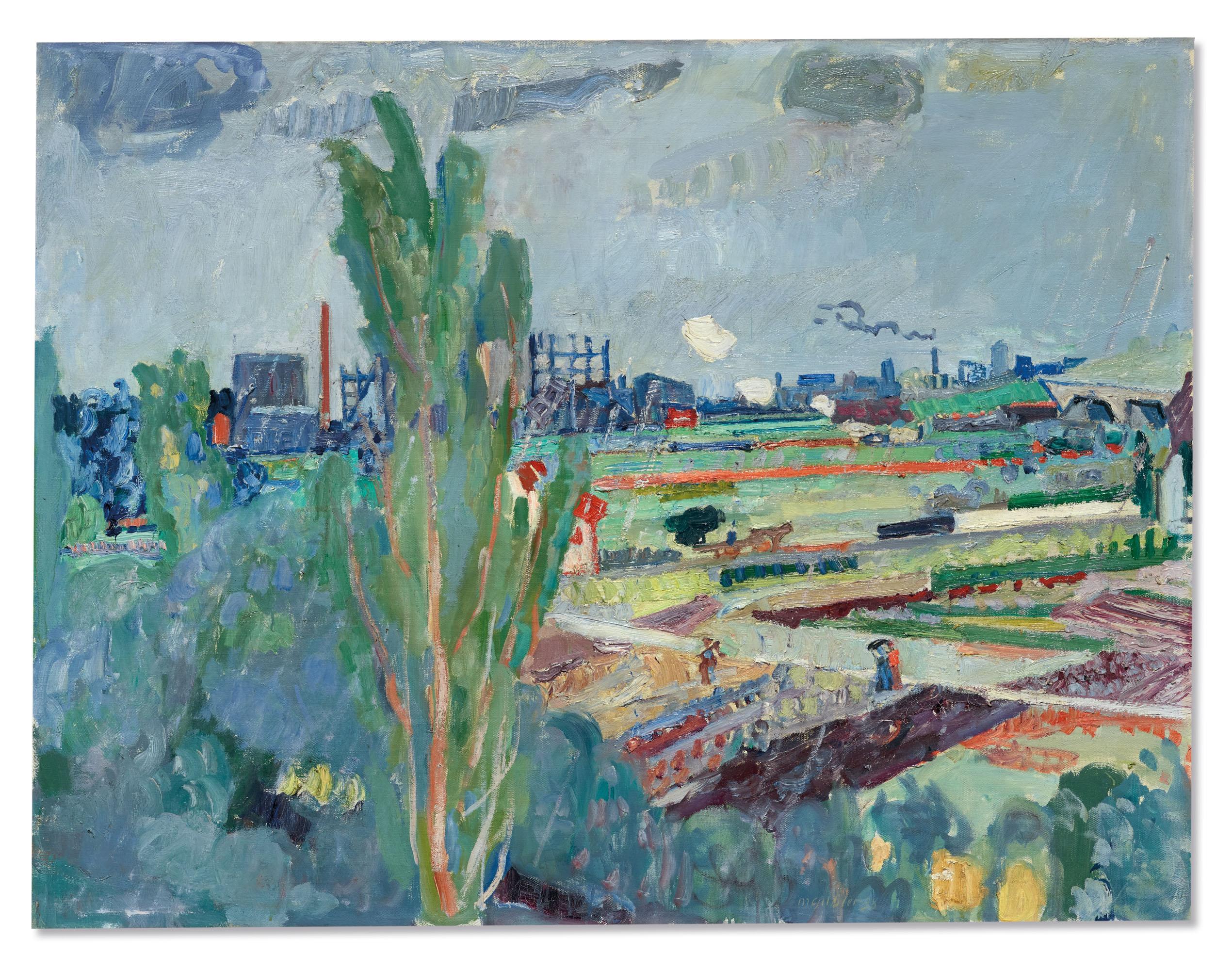 Max Gubler - Landschaft mit Gaswerk, Regen Unterengstringen