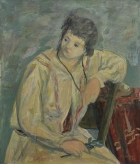 Max Gubler - Sitzendes Mädchen In Weissem Kleid, 1923