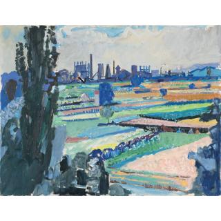 Max Gubler - Sommerlandschaft Mit Gaswerk, Unterengstringen, 1939 Summer Landscape With Gas Plant, Unterengstringen, 1939