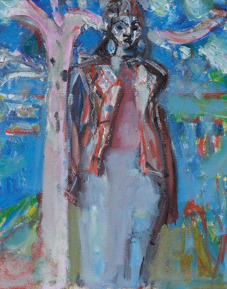 Max Gubler - Stehende Figur neben Baum, Unterengstringen. 1951.