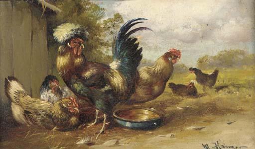 Max Hänger - Poultry in a farmyard