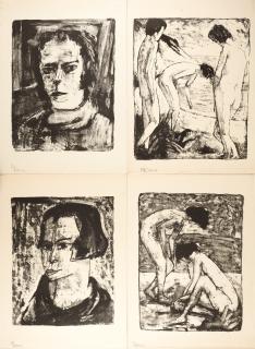 Max Kaus - 3. Kestner-Mappe. 6 Lithos von Max Kaus: „Akte und Köpfe“.