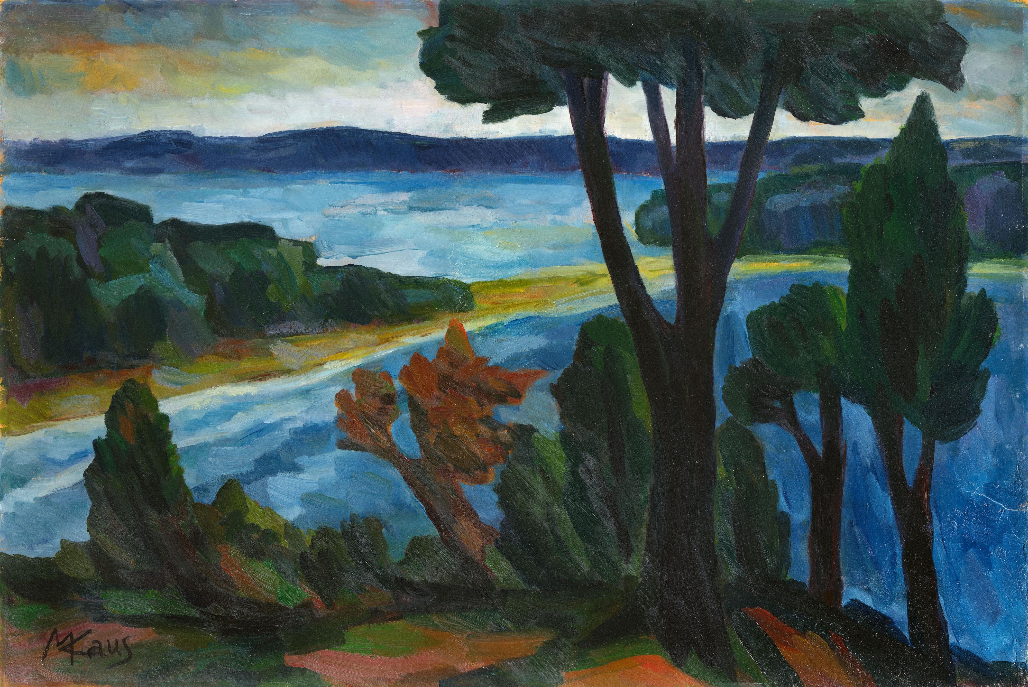 Max Kaus - Bäume am Seeufer