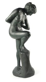 Max Klinger - Badendes Mädchen, sich im Wasser spiegelnd