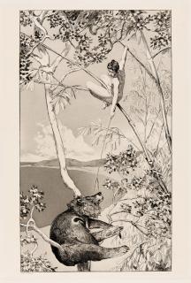 Max Klinger - Bär und Elfe, Bl. 1 aus Intermezzi (Rad. Op. IV).