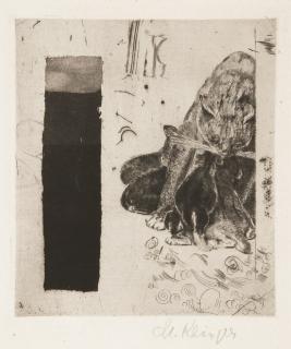 Max Klinger - Katze mit säugenden Jungen.