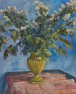 Max Kuehne - White Flowers In An Urn