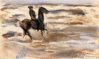 Max Liebermann - A rider on the beach