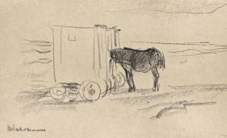 Max Liebermann - Badekarren und Pferd am Strand von Noordwijk