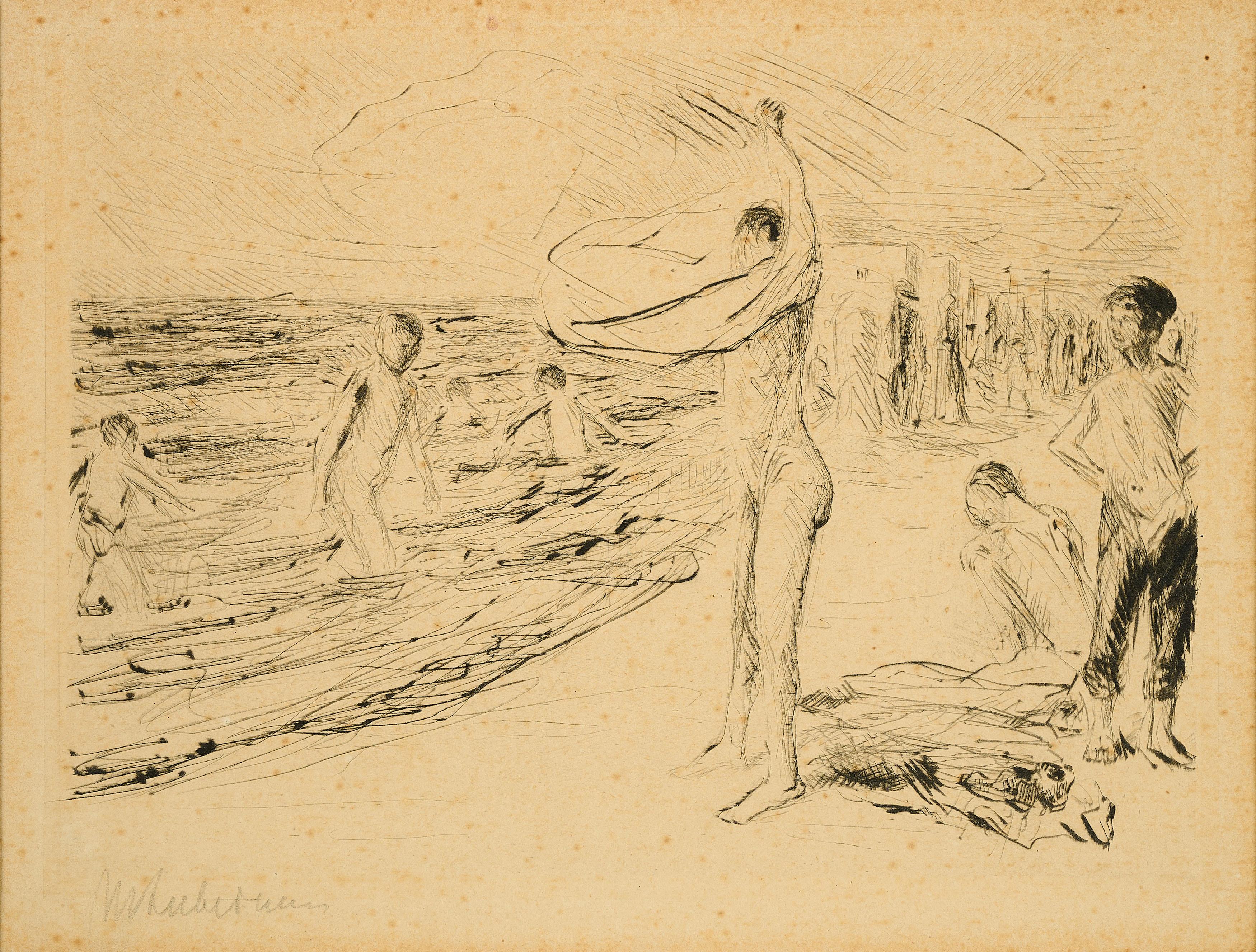 Max Liebermann - Badende Knaben im Wind.