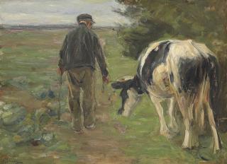 Max Liebermann - Bauer mit Kuh
