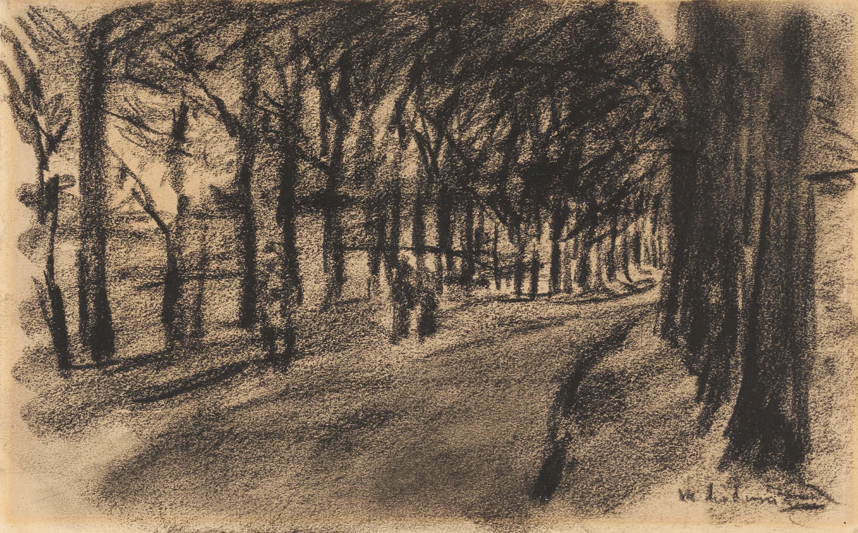 Max Liebermann - Baumallee mit Spaziergängern.