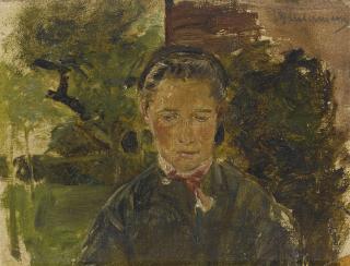 Max Liebermann - Bildnis Einer Jungen Frau Aus Laren, Halbfigur En Face (Portrait Of A Young Woman From The Country, Half Figure En Face)