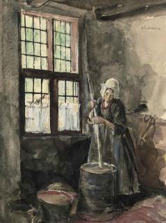 Max Liebermann - Brabanter Bäuerin am Butterfass