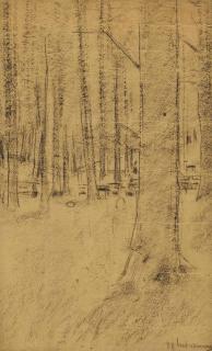 Max Liebermann - Buchenwald bei Kösen, study for \'Gedächtnisfeier für Kaiser Friedrich III in Kösen\'