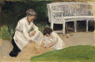 Max Liebermann - Die Enkelin mit der Kinderfrau beim Spiel