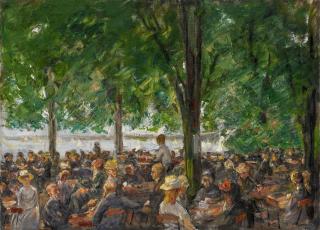 Max Liebermann - Gartenlokal an der Havel unter Bäumen.