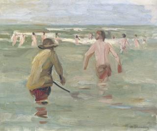 Max Liebermann - German bathing Boys With Crab Fisherman