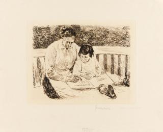 Max Liebermann - Kind und Wärterin auf der Gartenbank, Das Bilderbuch.