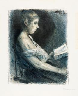 Max Liebermann - Lesendes Mädchen.