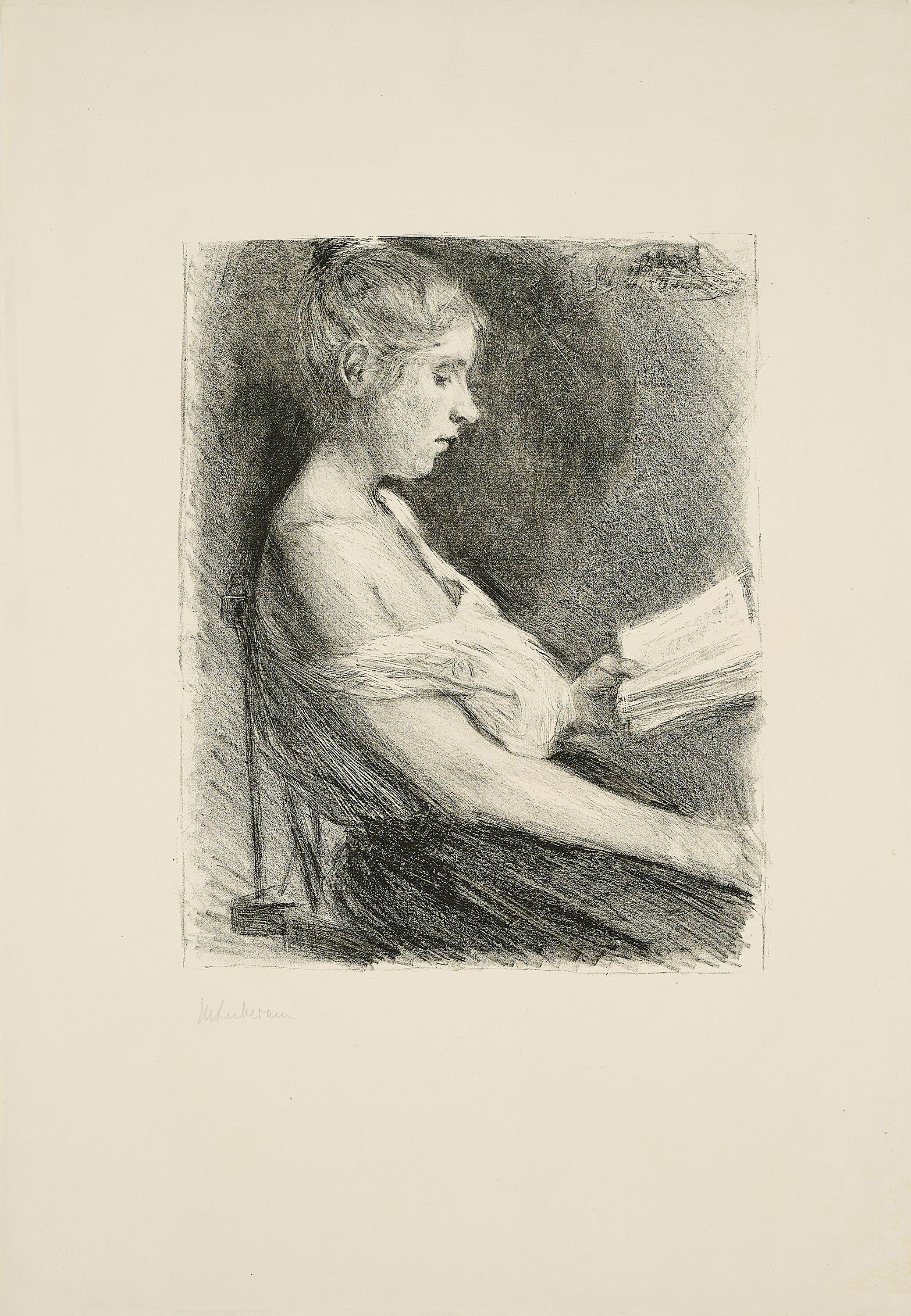 Max Liebermann - Lesendes Mädchen.