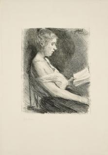 Max Liebermann - Lesendes Mädchen.