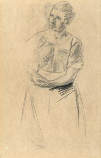 Max Liebermann - Recto: Studie eines nähenden Mädchens – Verso: Studie einer Frau