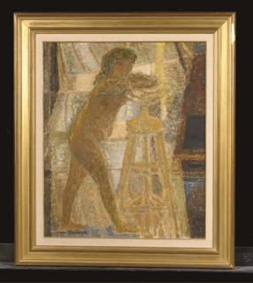 Max Papart - Jeune femme à l\'atelier