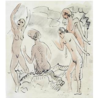 Max Pechstein - German Vier Akte (Badende)