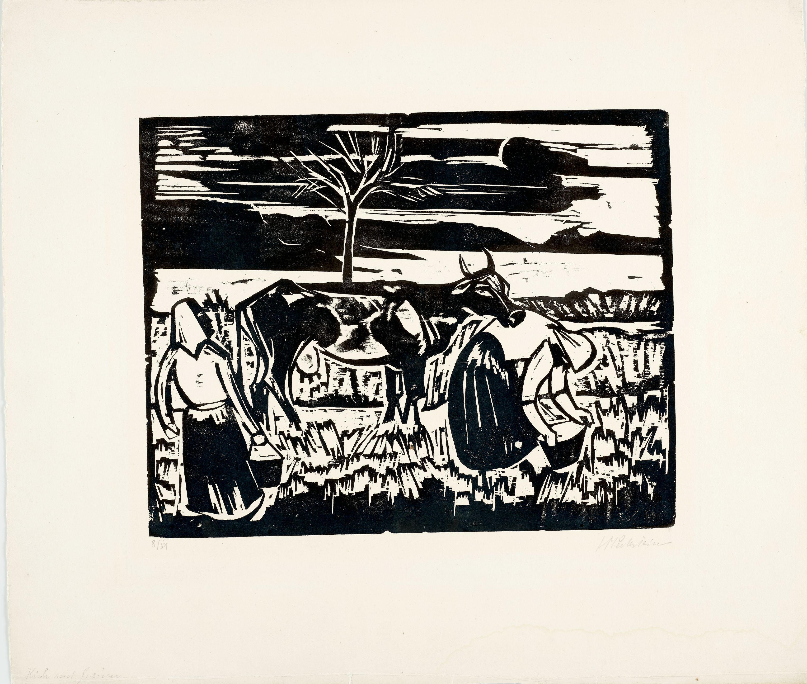 Max Pechstein - Kuh mit Frauen