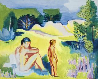 Max Pechstein - Landschaft Mit Zwei Badenden (Landscape With Two Bathers)