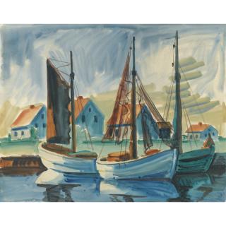 Max Pechstein - Segelschiffe Im Hafen (Sailboats In The Harbour)