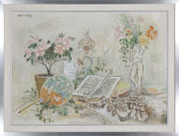 Max Peiffer Watenphul - Stillleben mit Azalee, Notenbuch und Fächer