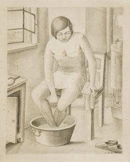 Max Radler - Mädchen bei der Toilette.