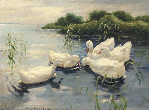 Max Rudolf Schramm-Zittau - Ducks On A Stream