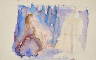 Max Schwimmer - Akt vor Staffelei.