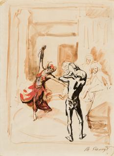 Max Slevogt - Ali Baba: Der Tanz der Morgiane mit dem Dolch.