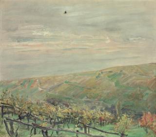 Max Slevogt - Landschaft mit fliegendem Vogel (Blick ins Leinsweiler Tal im Herbst)