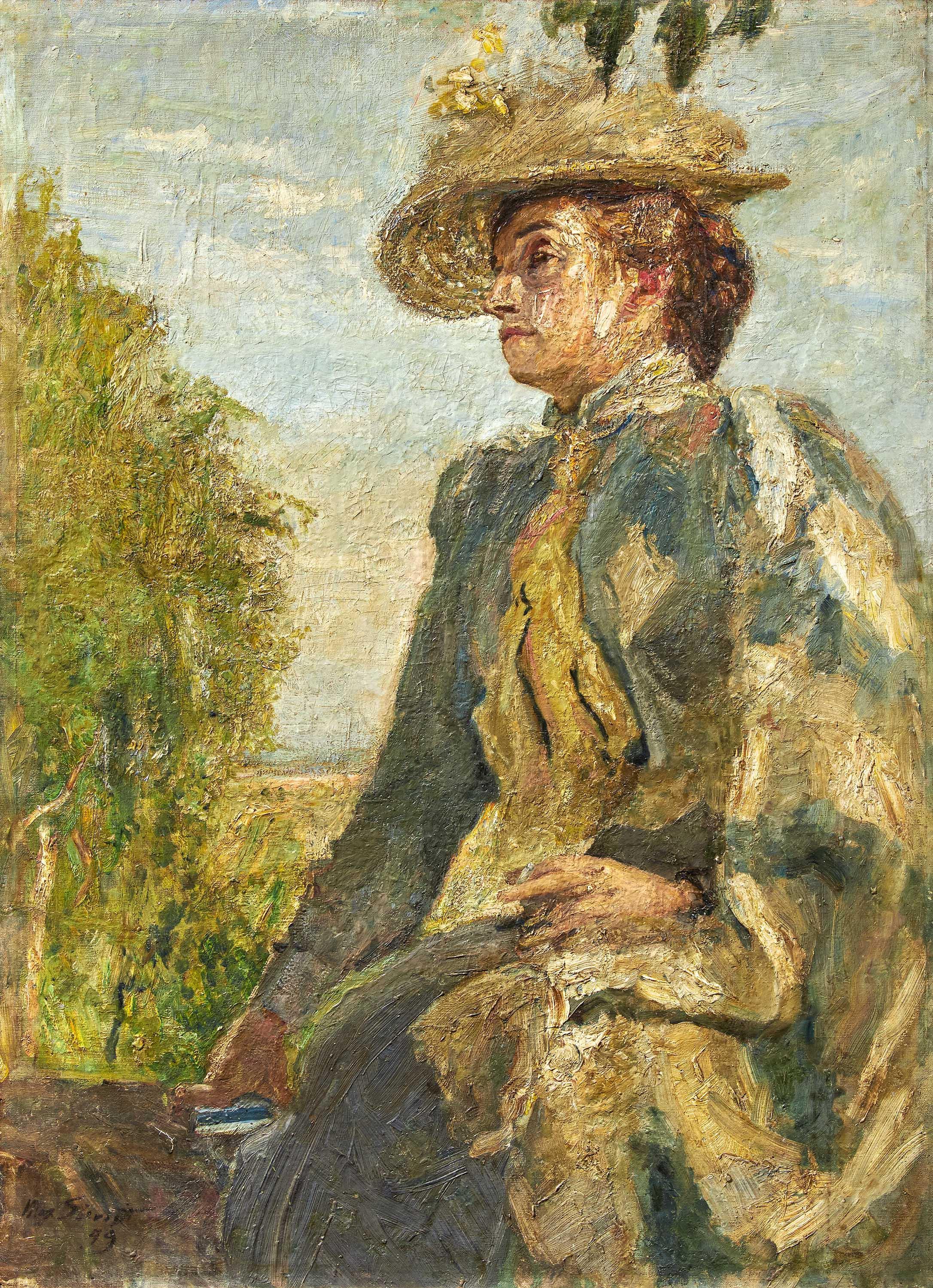 Max Slevogt - Nini auf der Mauer (auch: Bildnis einer Dame im Freien, Nini).