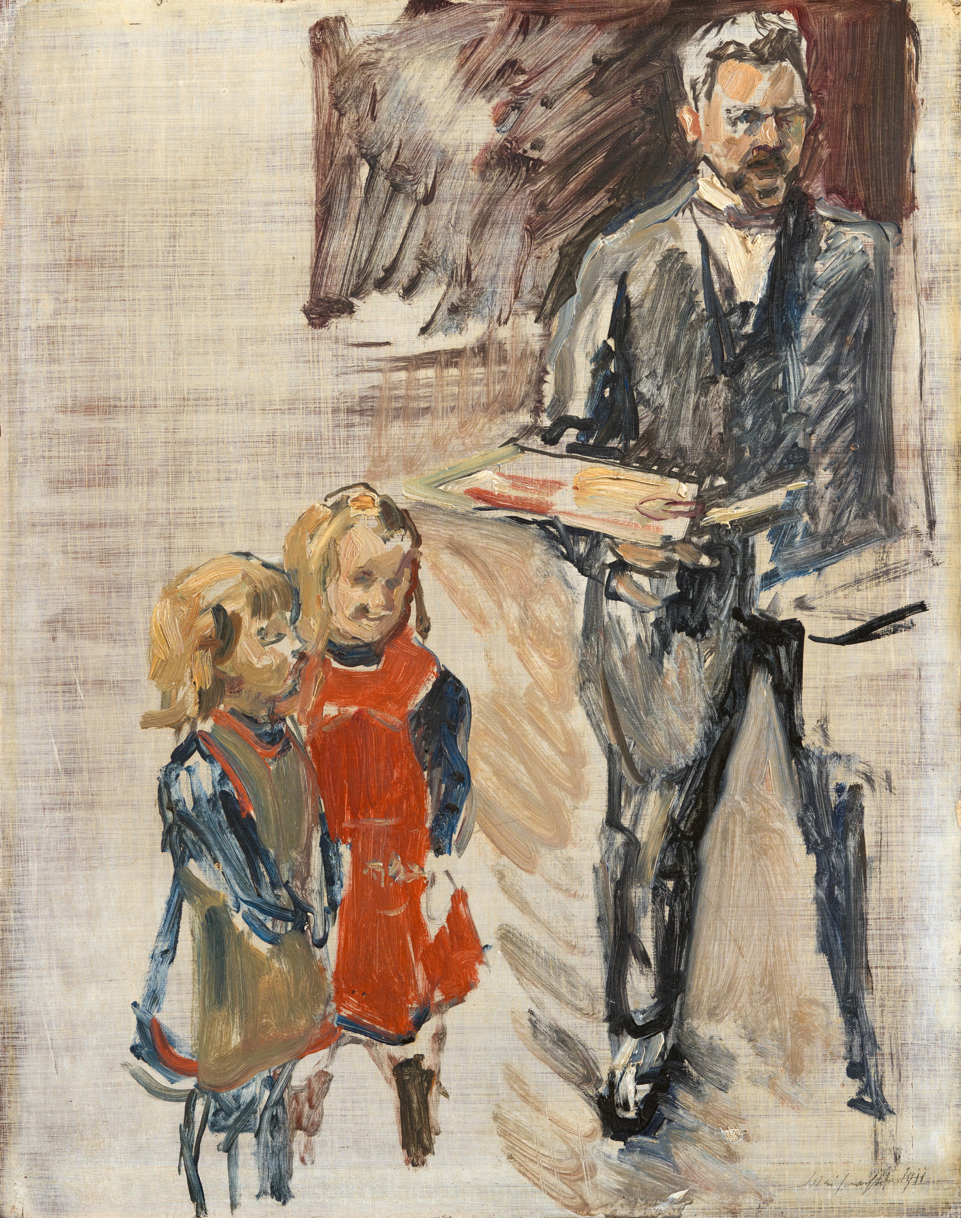 Max Slevogt - Selbstbildnis mit Kindern im Atelier