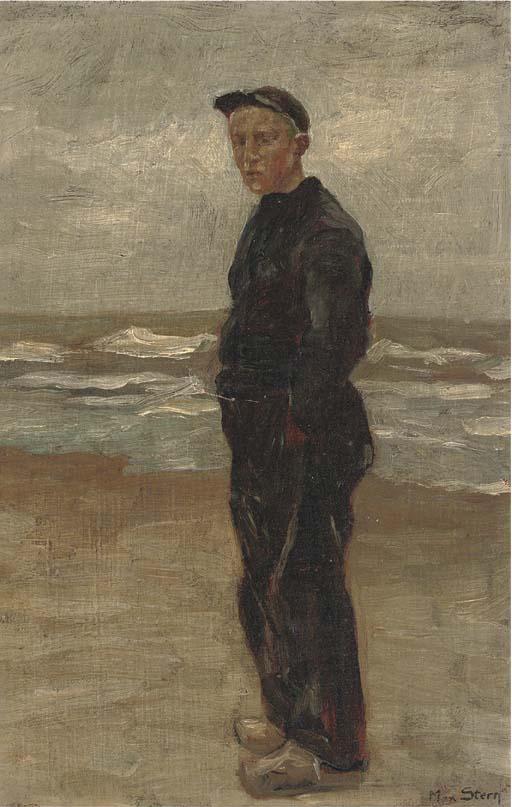 Max Stern - Portrait of a boy, full-length, standing on the shore
