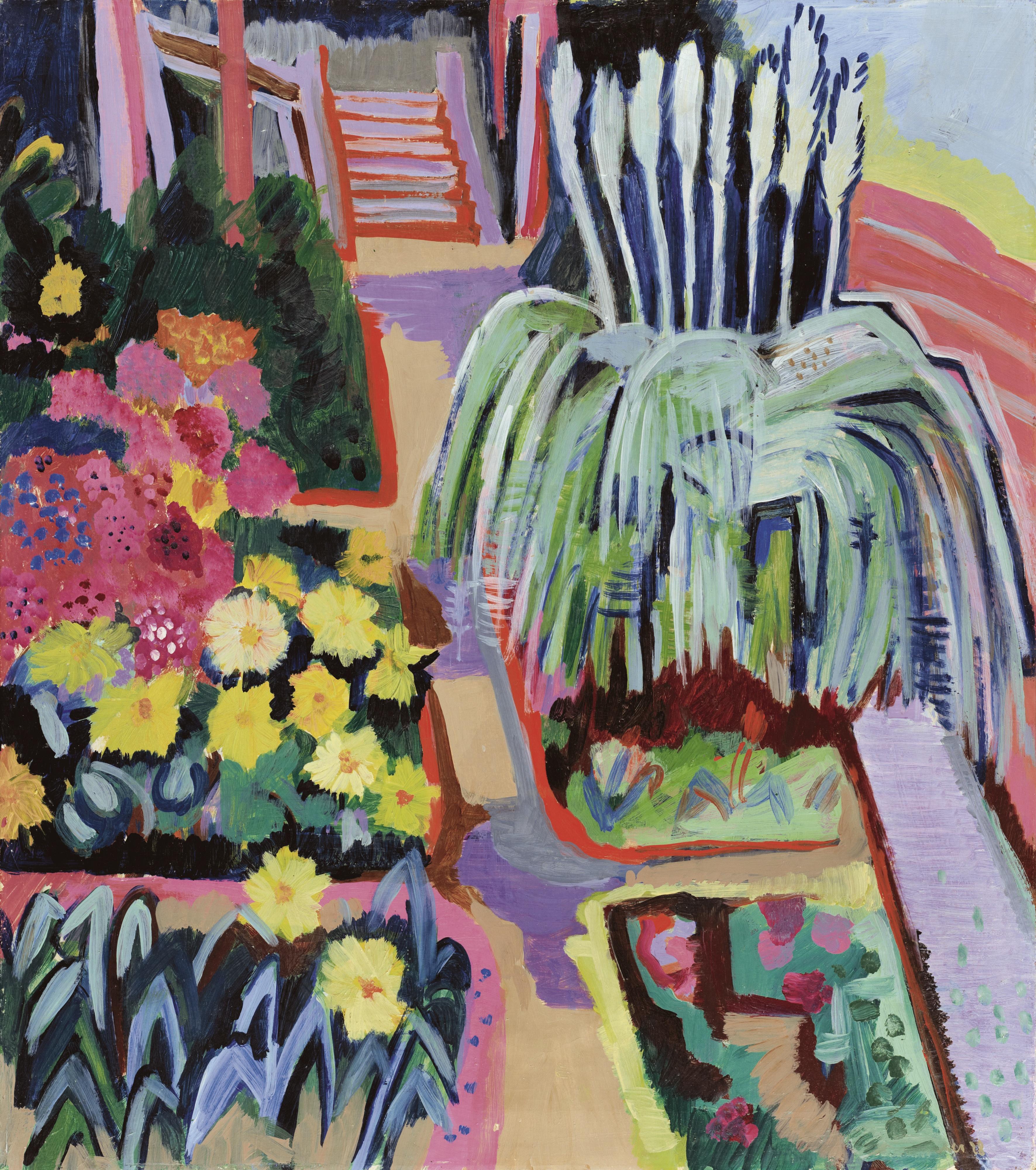 Max Sulzbachner - Blumengarten, 1928 Flower Garden, 1928