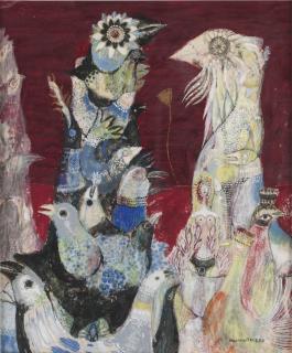 Max Walter Svanberg - Imagination med fåglar och kvinna