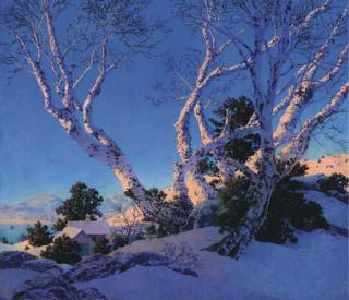 Maxfield Parrish - Birches in Winter