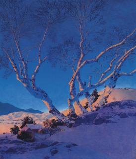 Maxfield Parrish - White Birches: Winter